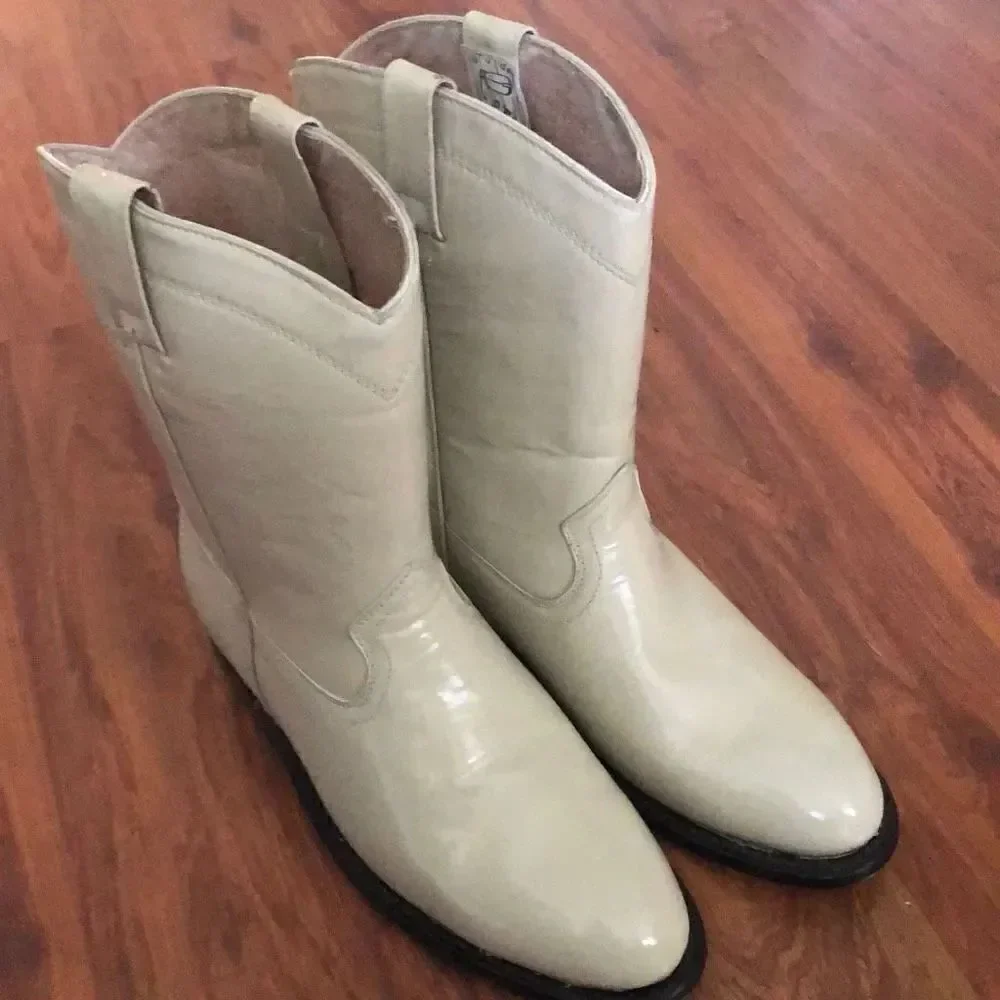 NEW ￼D'emanuel's Cream handmade cowboy western boots vintage size 25 Mexico 7 me